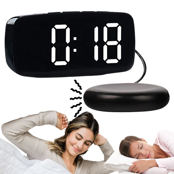 Electronic alarm clock with vibration pad led digital mains alarm