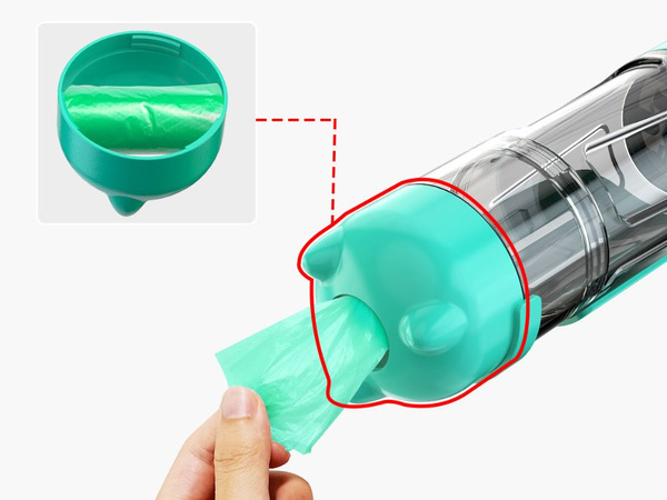 Bouteille distributeur de nourriture augeau pour chien chat bol avec distributeur de sacs 300 ml