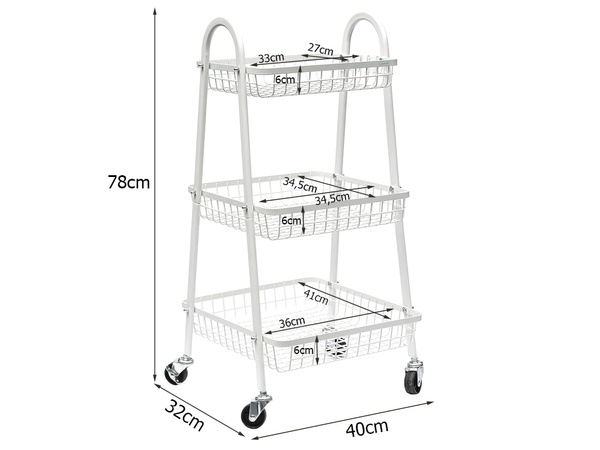 Raft bucătărie baie cabinet pe roți metal rack trei niveluri 3