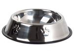 Metal bowl for dog cat silver on rubber 0.5l