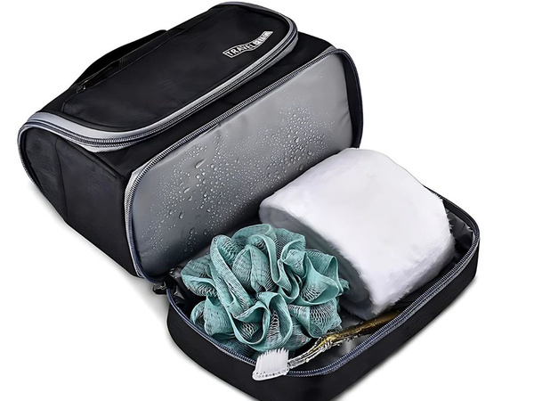 Neceser de viaje ogranizador con gancho grande unisex impermeable negro