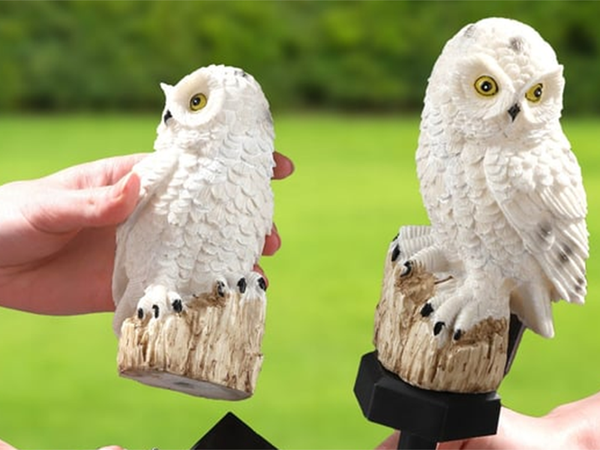 LAMPE SOLAIRE LED HIBOU DE JARDIN GRANDE LAMPE À ENFONCER DÉCORATION DE JARDIN