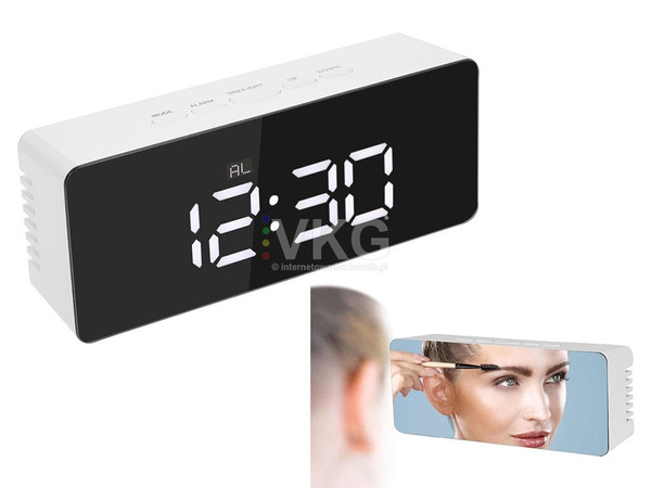 Réveil led minuteur led miroir led alarme date 4en1