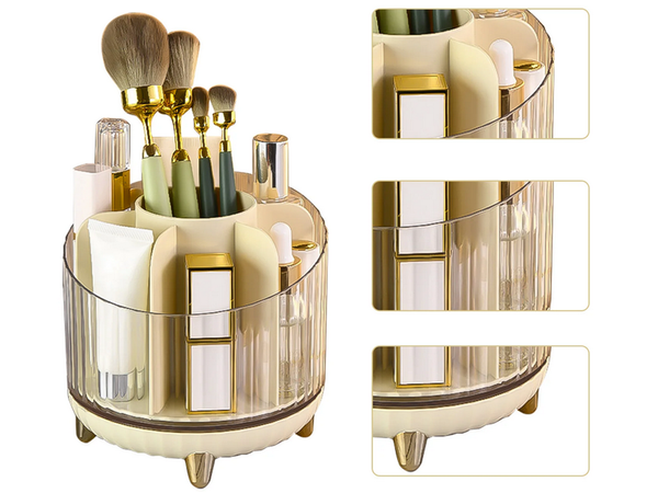Organisateur cosmétique bijoux rotatif 360 pour pinceaux de maquillage coffret