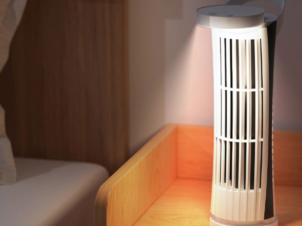 Mini column desk fan with led light 2 speeds usb quiet operation