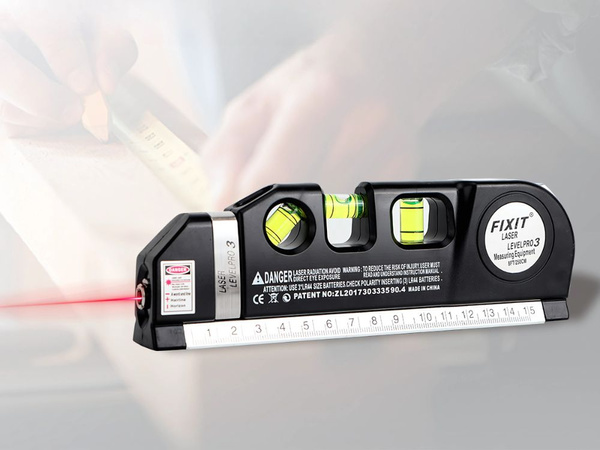 PRECÍZIÓS LÉZERES VÍZMÉRTÉK 2.5M-ES MÉRŐSZALAGGAL LÉZER 3 LED ÜZEMMÓD USB