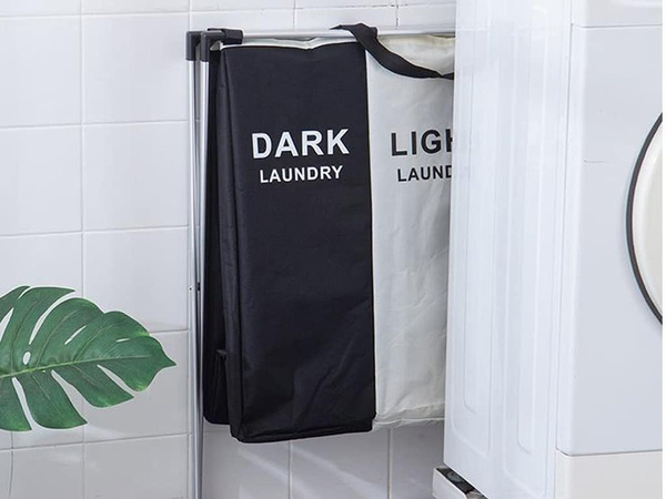 Laundry basket 3 compartment free-standing organiser container 135l