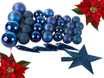 Christbaumkugeln urlaub blau glitter stern 8 / 6 / 5