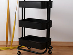 Kitchen and bathroom rack on wheels, trolley, 3 levels, metal organiser