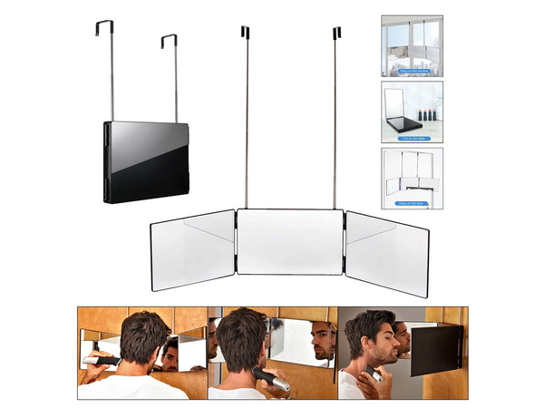 3-part folding wall-mounted cosmetic mirror
