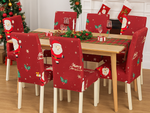 Weihnachtsbezug für Stuhl, dekorativ, universell, Weihnachtsmann, mit Gummiband