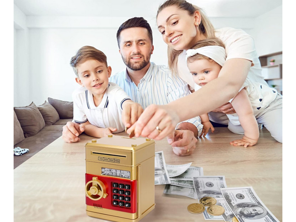 Skarbonka sejf bankomat na kod dostępu banknoty