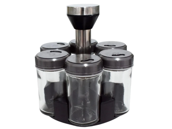 Organizator za začimbe vrtljive steklene posode 6 kosov začimbna sol