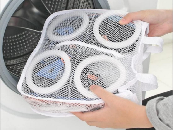 Mesh pouch for washing children's shoes with zipper capacious
