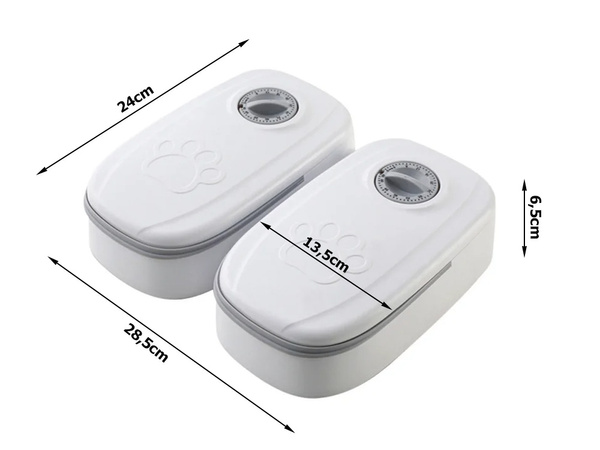 Bol dublu pentru câine pisică distribuitor automat de alimente timer mare