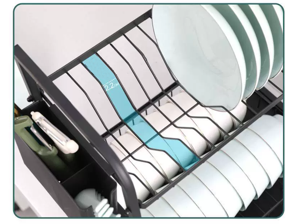 Lave-vaisselle séchoir assiettes couverts tasses égouttoir à deux niveaux avec plateau