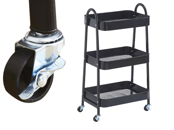 Kitchen shelf bathroom cabinet on wheels metal rack three levels 3