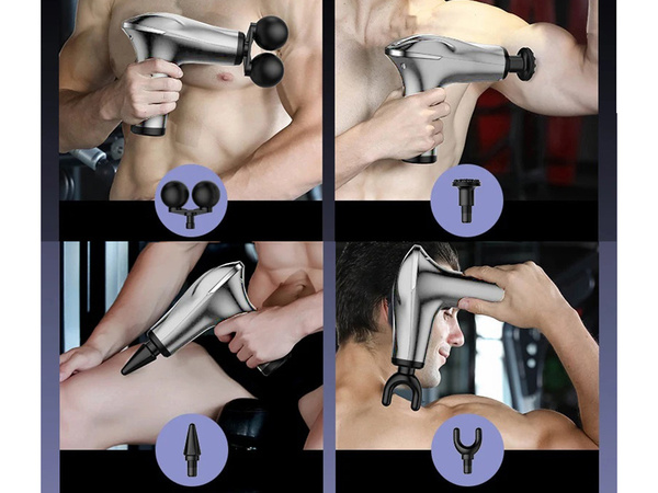 Pistolet de massage du dos masseur de jambes pistolet de massage puissant 4 embouts