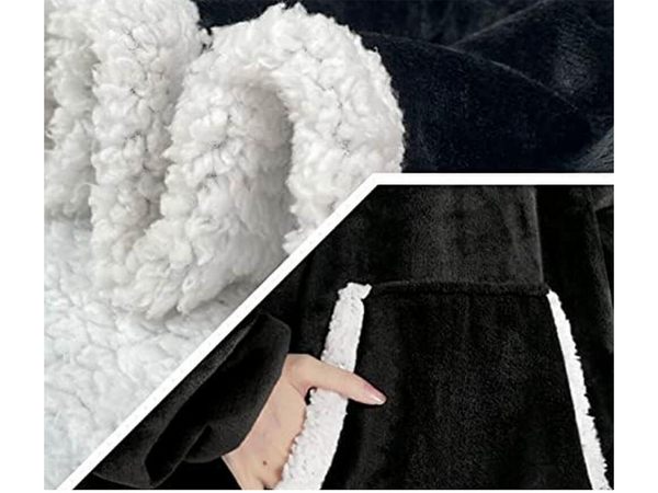 Teplá mikina oversize deka xxl 2v1 tlustá kožešina měkký župan s kapucí