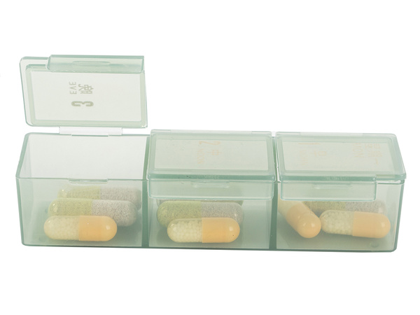Medicine container tablets box time of day medication cassette weekly