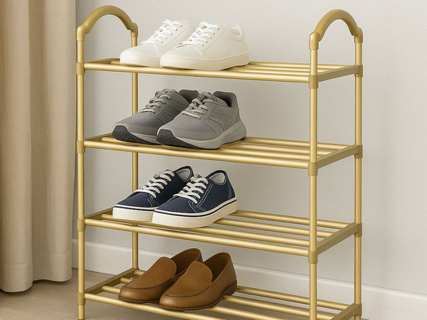 Estante para zapatos organizador de calzado armarios de dos pisos estantería dorada 4 niveles grande