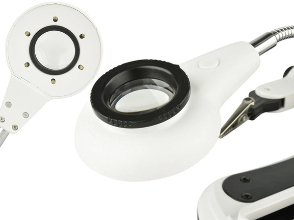 Third hand soldering kit magnifying glass holder led