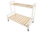 Wooden flowerbed for potted flowers two-storey shelf on wheels terrace