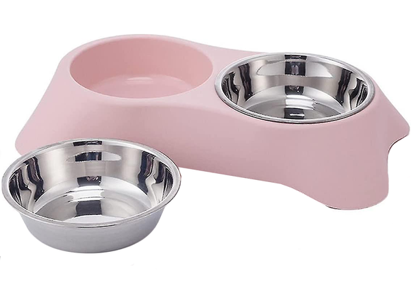 Dvigubas dubenėlis šuniui ar katei metalinis 2 dubenėliai bufetas