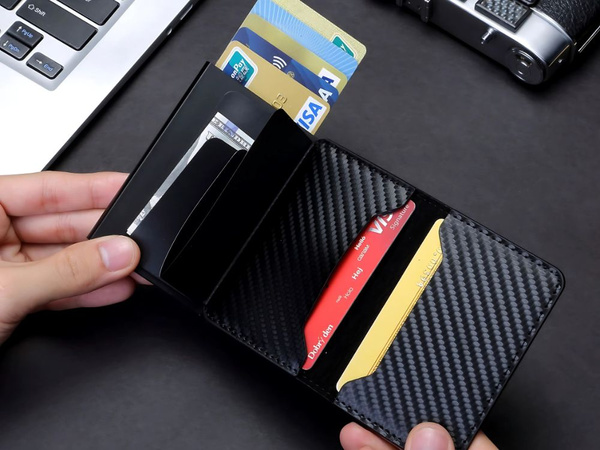 Portefeuille rfid anti-vol pour hommes noir pour cartes billets eco cuir
