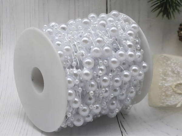 Perla alb candelabru perle crăciun copac lanț margele 8mm bobină 5m