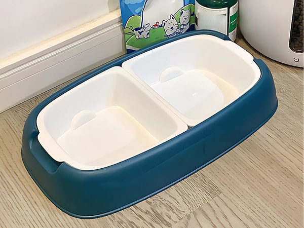 Double bol pour chien chat bols eau et nourriture amovibles grand plastique