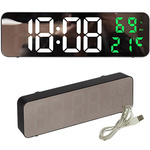 Zegar elektroniczy cyfrowy led budzik termometr lustro stojący usb baterie