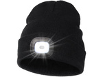 CZAPKA ZIMOWA JESIENNA Z LATARKĄ LAMPKĄ LED CZARNA USB 3 TRYBY ŚWIECENIA