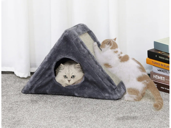 Poste rascador triángulo caseta para gatos cama para gatos juguete pelota