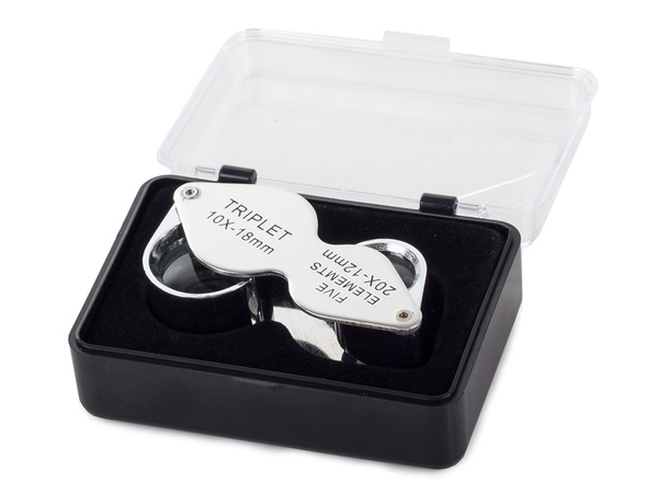 Összecsukható zsebnagyító 10x 20x acél