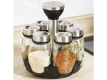Spice organiser rotary glass containers 6 pieces spice salt