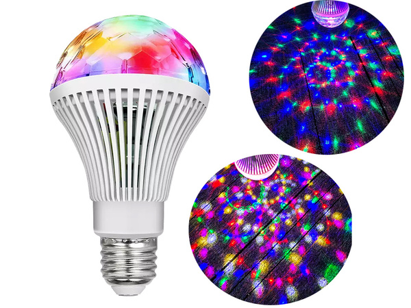 Led žiarovka rgb rotačná e27 disco guľa