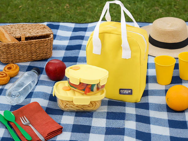 2 recipientes de vidrio para alimentos con tapa bolsa térmica resistente al calor