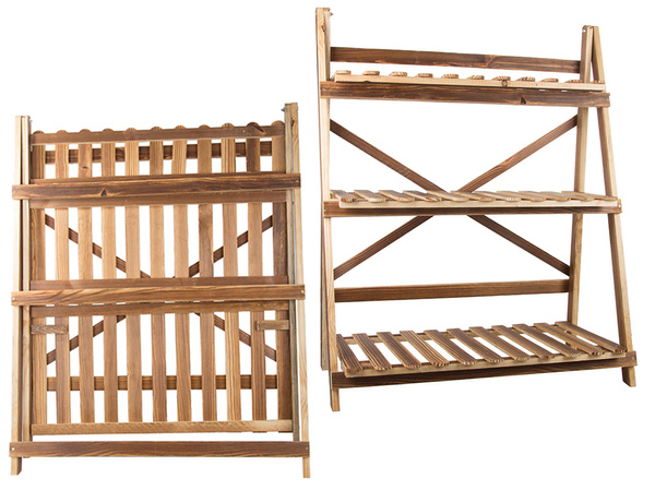 Virágcserép magasan álló fa virágágyás 3 szintes könyvespolc