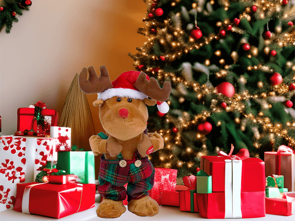 Villancico bailando cantando reno de navidad peluche de navidad