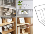 Hanging basket under shelf metal basket organiser kitchen basket white