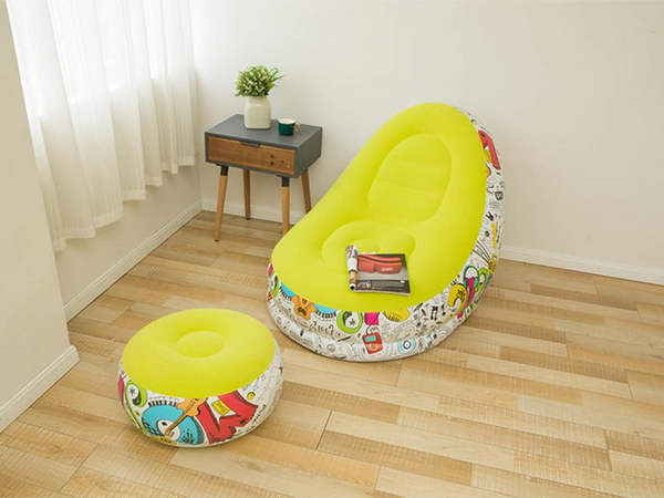 Fauteuil de jardin chaise longue gonflable plage pouf repose-pieds confortable