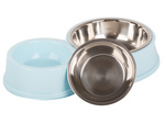 Metal double bowl for dog cat food water