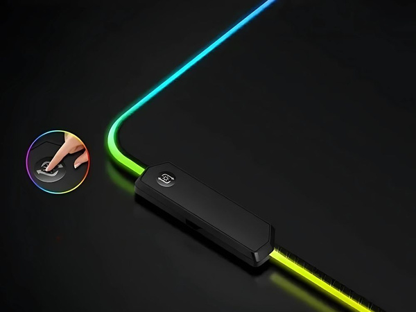 Spēļu spilventiņš ar apgaismojumu rgb xxl 90x40 zem peles tastatūras usb