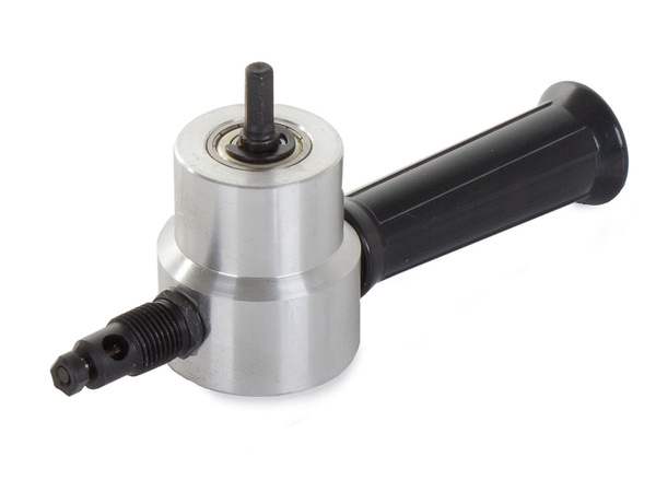 Sheet metal cutting attachment scissors on drill