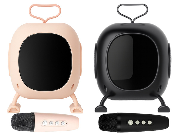 Bluetooth-karaoke-lautsprecher mit mikrofon led farbige quadrate musik rgb