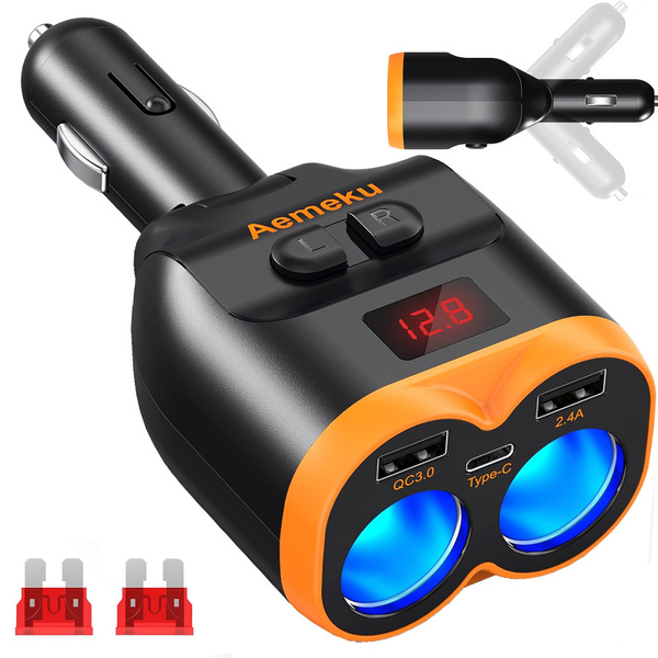 Divisor de tomas de 12-24 v 2xusb-a 1xusb-c cargador qc 3.0 80 w