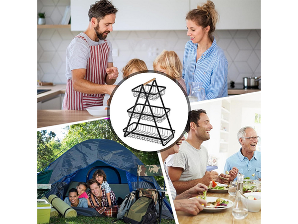 Półka kuchenna organizer kuchenny stojący trzypoziomowy loft z koszyczkiem