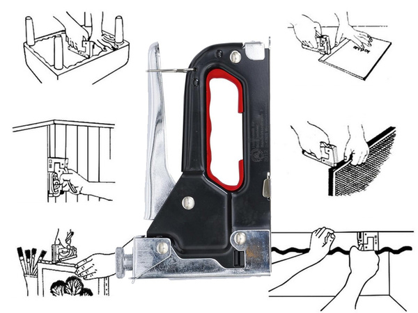 Upholstery stapler hand tacker for 4-14mm staples metal 3 in 1 locking mechanism