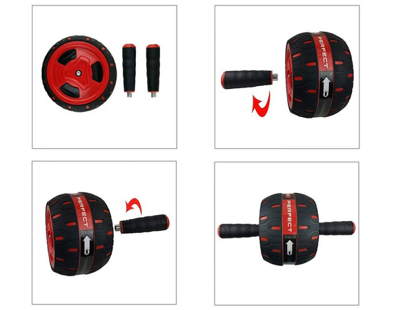 Ejercicio abdominal rueda de rodillos + colchoneta